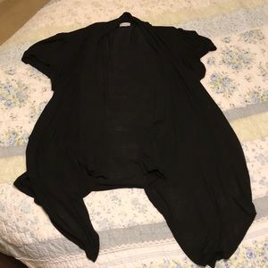 Black Short Sleeve Open-Front Top